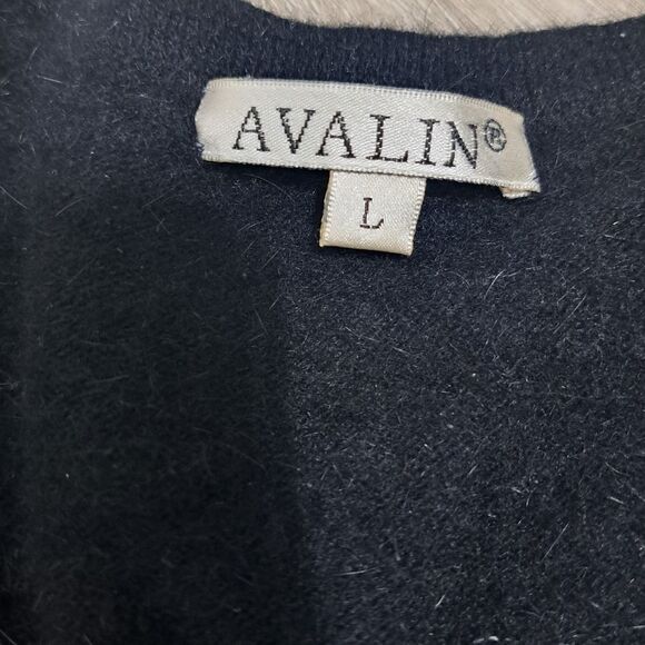 Avalin Angora Rhinestones Embellished Y2K Cardigan Gothic Sweater Large Black - Picture 6 of 15